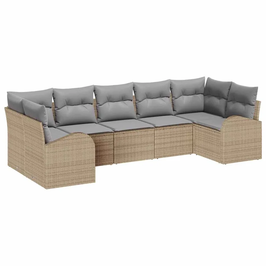 Ensemble de canapé de jardin 7 pcs Beige et Gris clair - 2