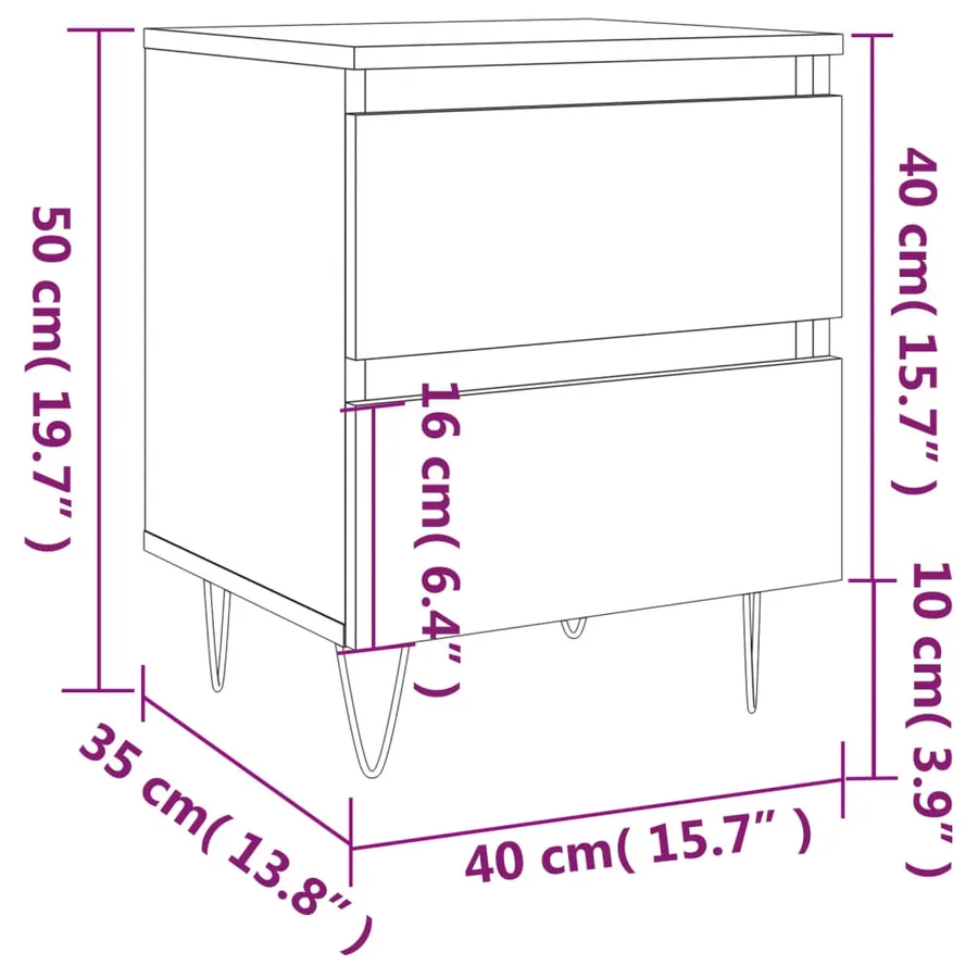 Table de chevet sonoma gris 40x35x50 cm bois d’ingénierie - 11
