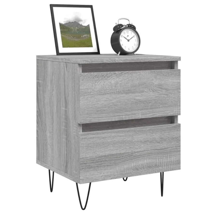 Table de chevet sonoma gris 40x35x50 cm bois d’ingénierie - 3