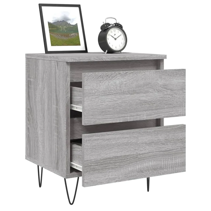Table de chevet sonoma gris 40x35x50 cm bois d’ingénierie - 4