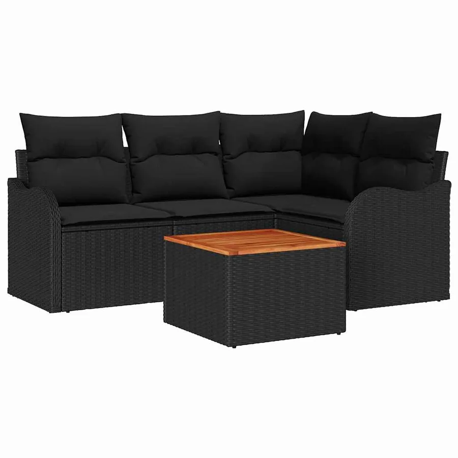 Ensemble de canapé de jardin avec stockage 5 pcs Noir polyrotin - 2