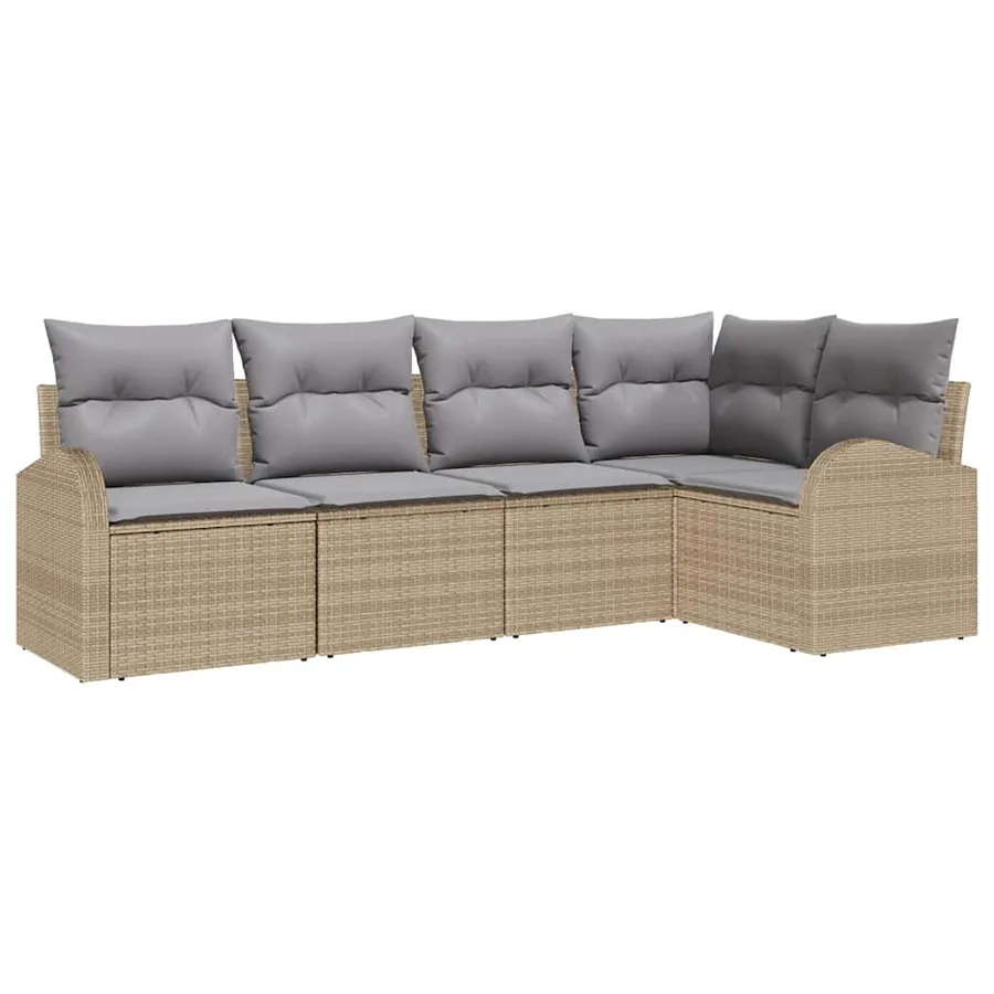 Ensemble de canapé de jardin 5 pcs Beige et Gris clair - 2