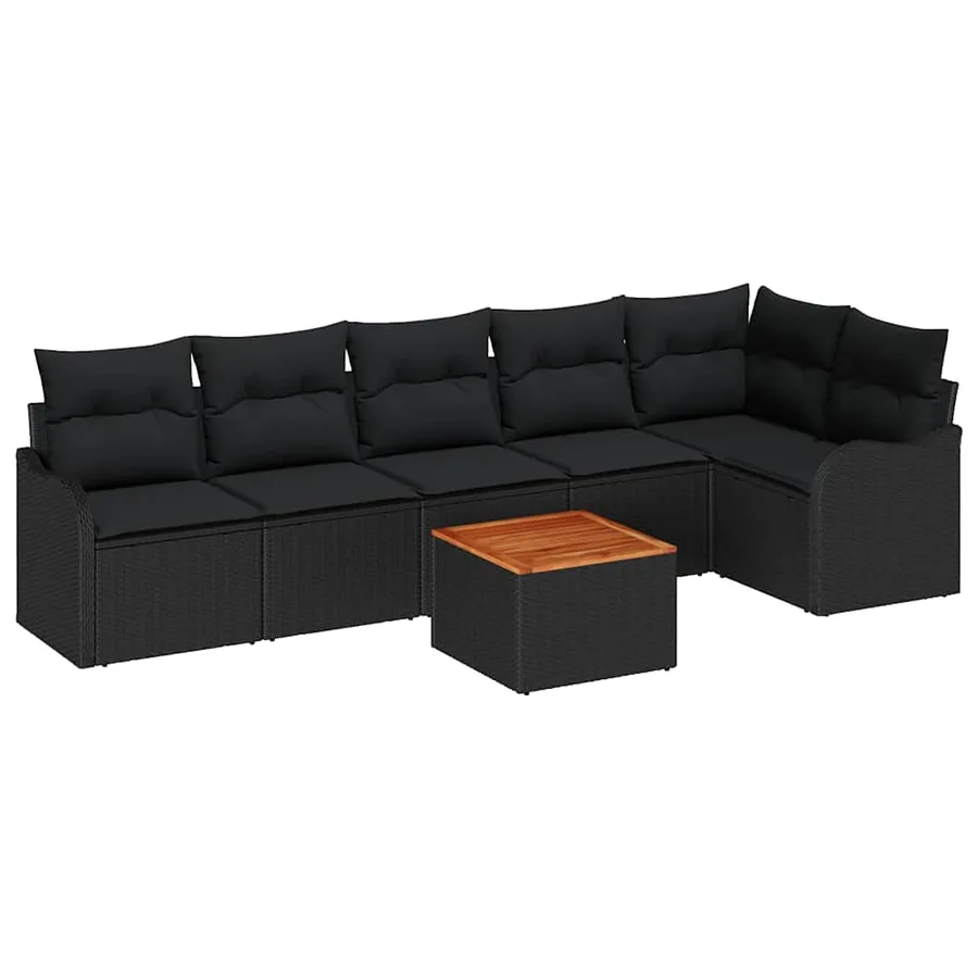 Ensemble de canapé de jardin avec stockage 7 pcs Noir polyrotin - 2