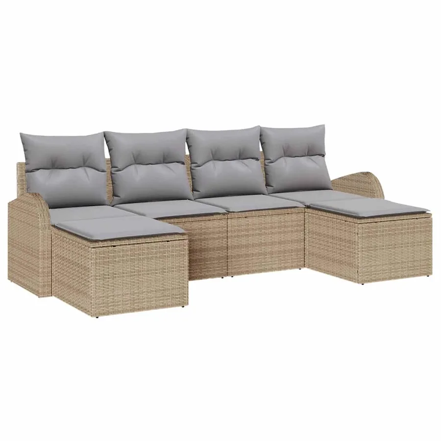 Ensemble de Canapés 6 pcs Beige et gris clair polyrotin - 2