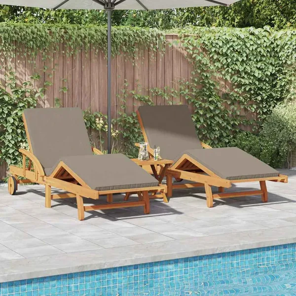 Transat 3 pcs Taupe 200 x 67 x 84 cm Bois d'Acacia Massif