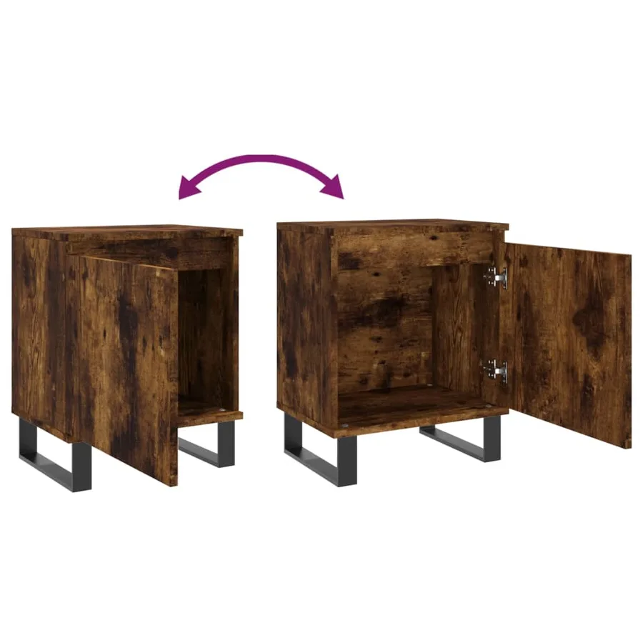 Tables de chevet 2 pcs chêne fumé 40x30x50 cm bois d'ingénierie - 9