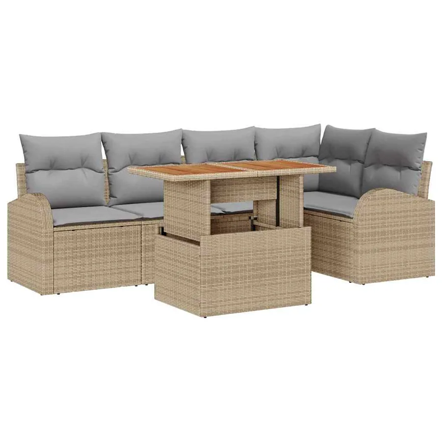 Ensemble de canapé de jardin 6 pcs beige et gris clair - 2