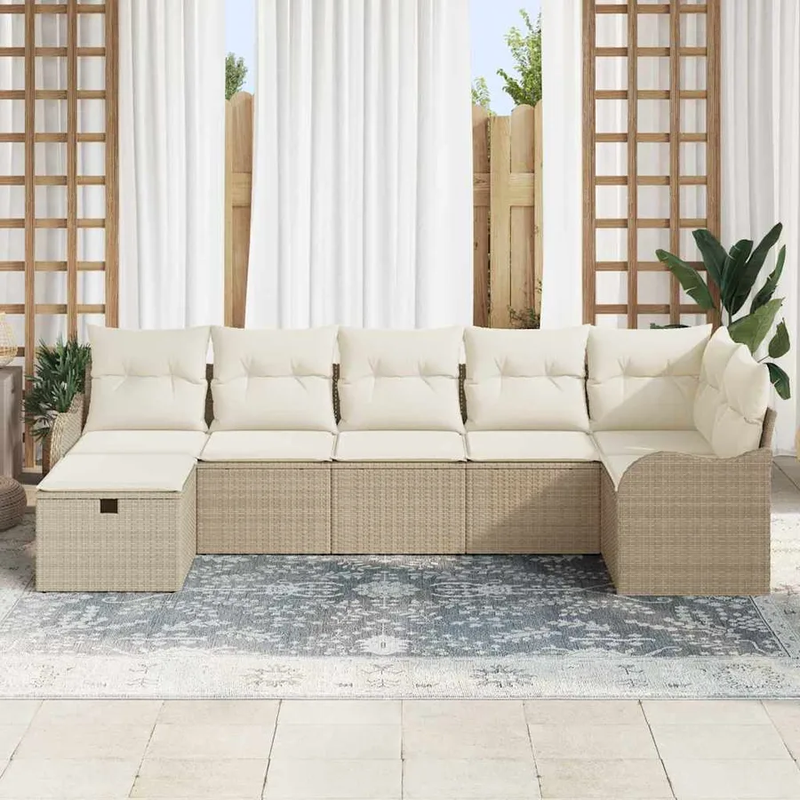 Ensemble de Canapés avec coussin Beige et crème polyrotin - 3