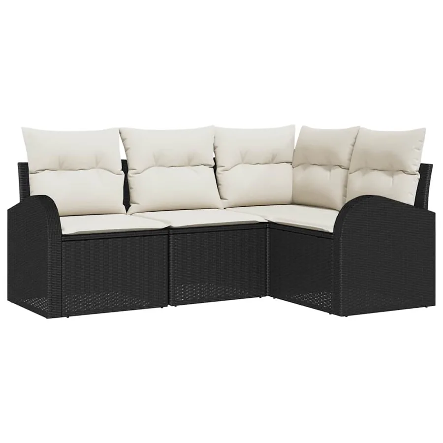 Ensemble de canapé de jardin 4 pcs Noir polyrotin - 2