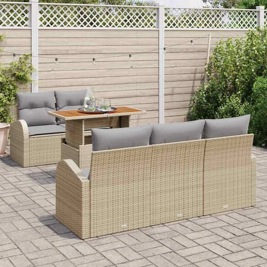 Ensemble de canapé de jardin 6 pcs beige et gris clair - 3