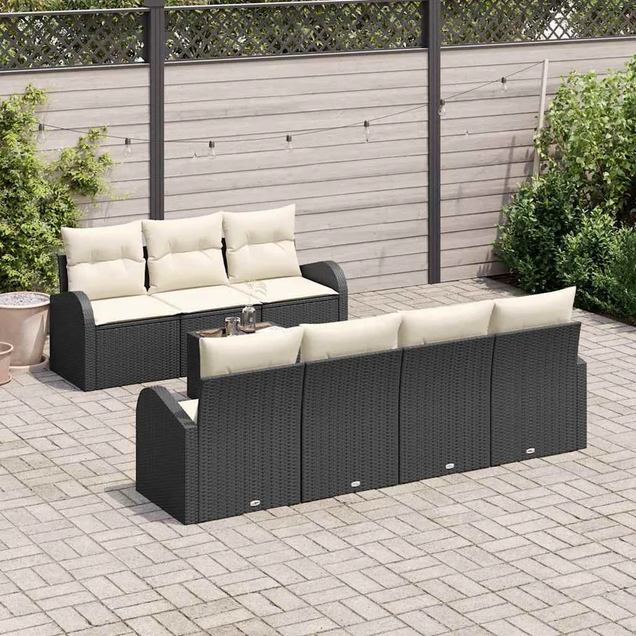 Ensemble de canapé de jardin Noir 55 x 55 x 37 cm polyrotin - 3