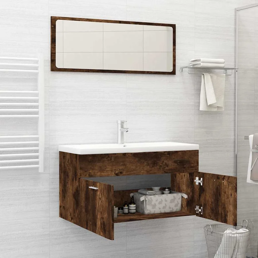 Ensemble de meubles de salle de bain 2 pcs Chêne fumé - 3