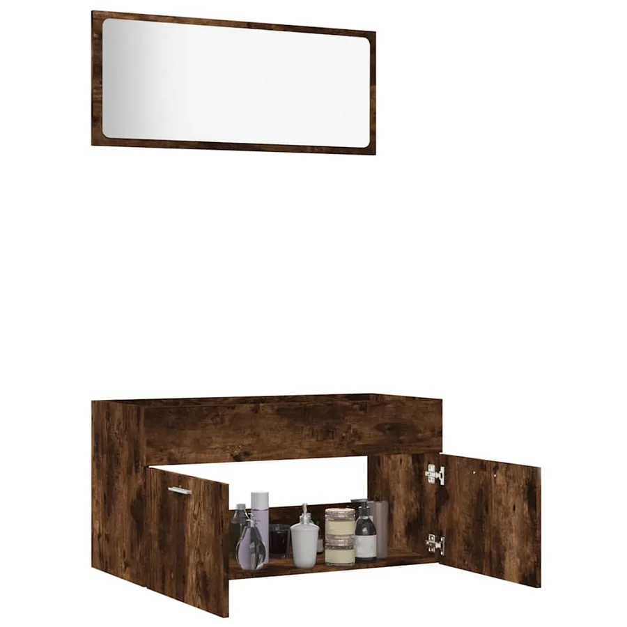 Ensemble de meubles de salle de bain 2 pcs Chêne fumé - 4