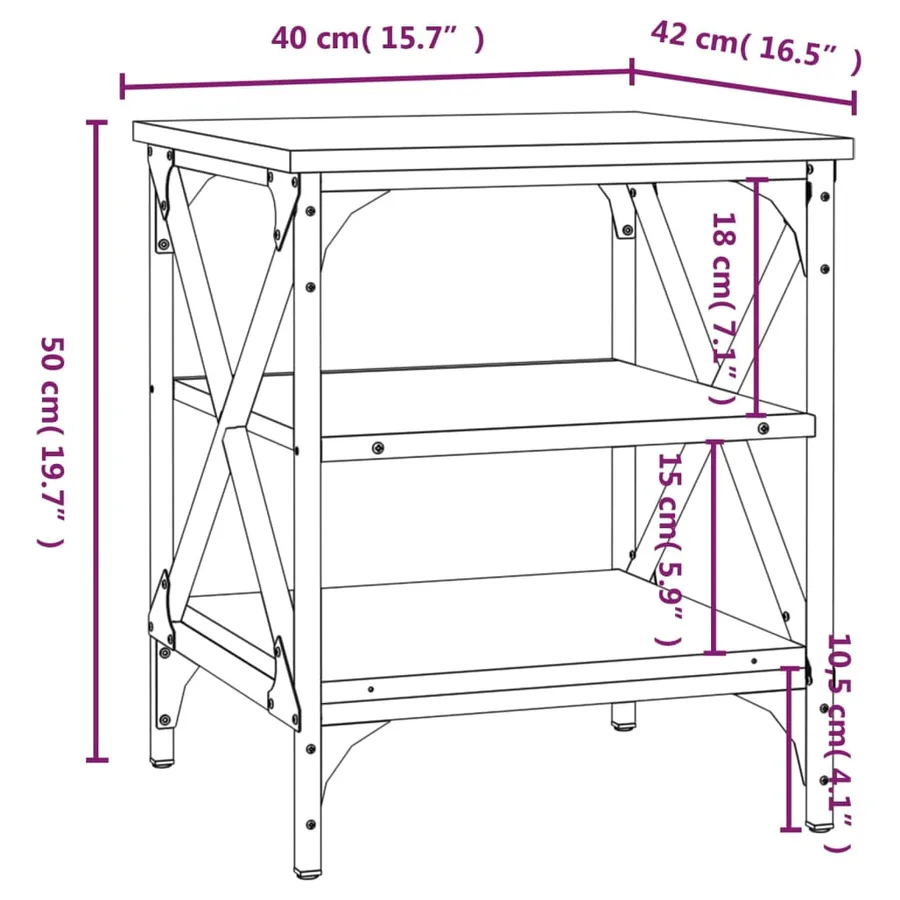 Tables d'appoint 2 pcs Noir 40x42x50 cm Bois d’ingénierie - 10