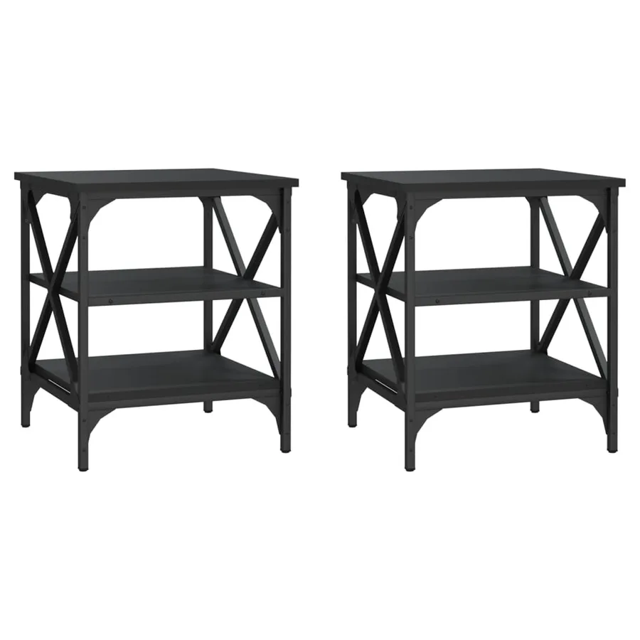 Tables d'appoint 2 pcs Noir 40x42x50 cm Bois d’ingénierie - 2