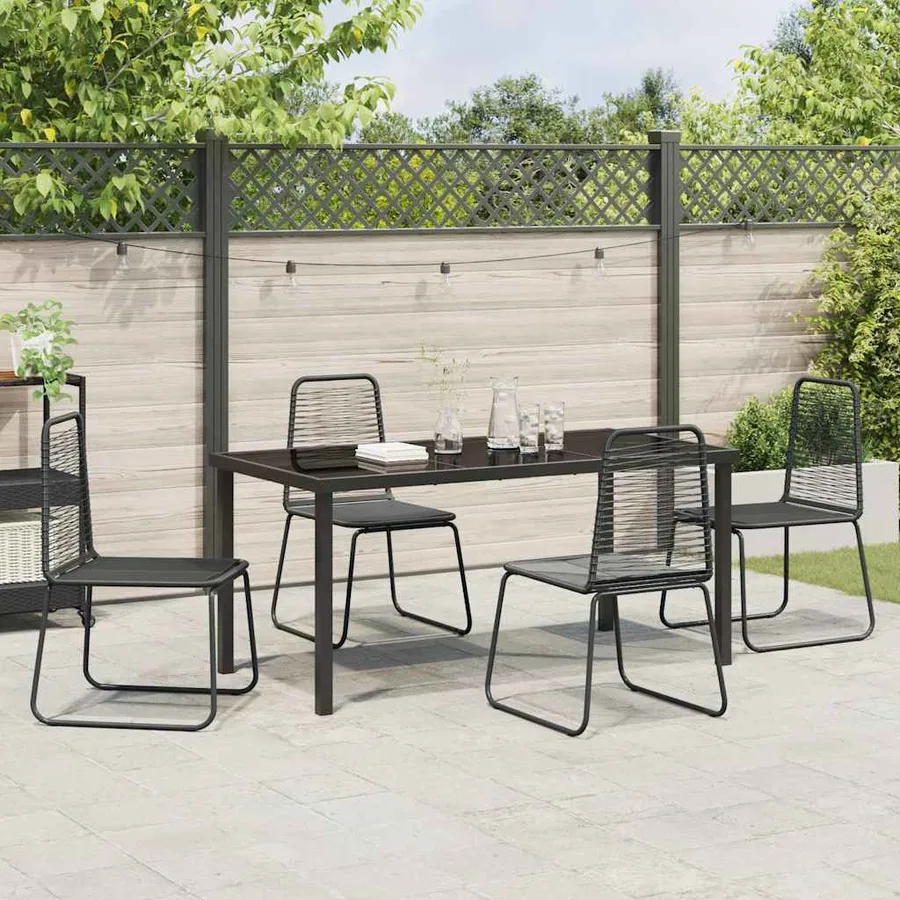 Ensemble de salle à manger pour jardin 5 pcs Noir - 4