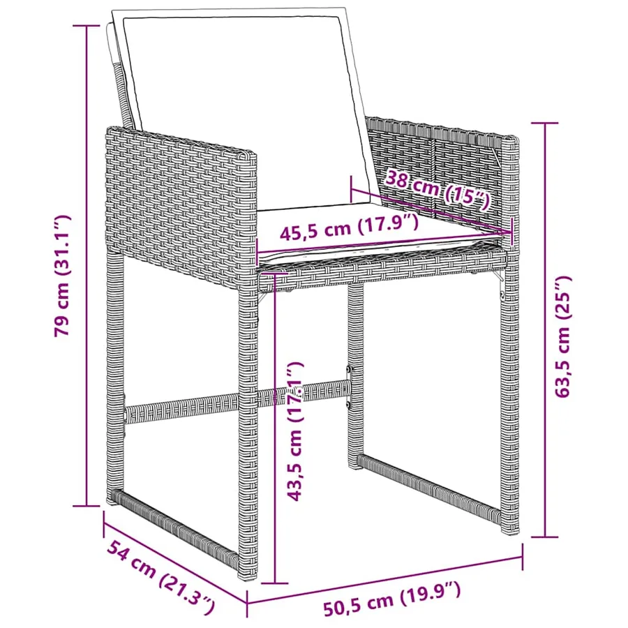 Ensemble de salle à manger pour jardin 9 pcs Gris clair - 9