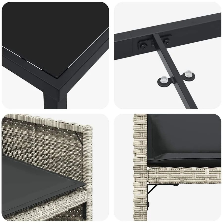 Ensemble de salle à manger pour jardin 9 pcs Gris clair - 9