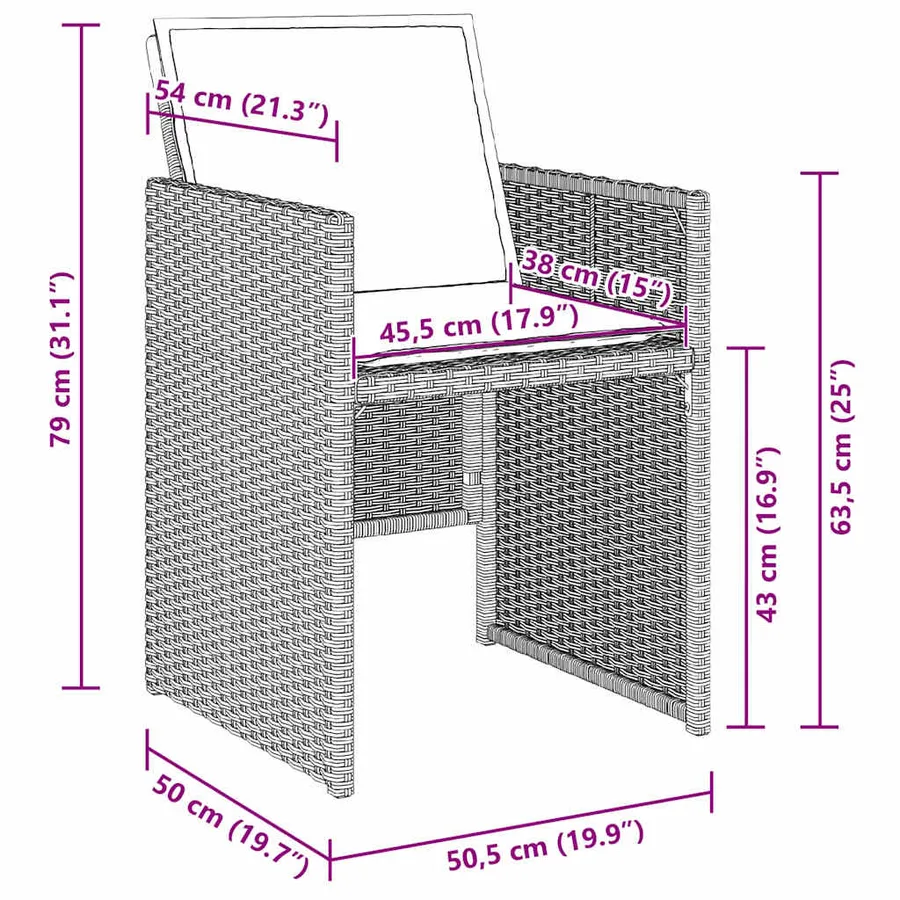 Ensemble de salle à manger pour jardin 9 pcs Gris clair - 8