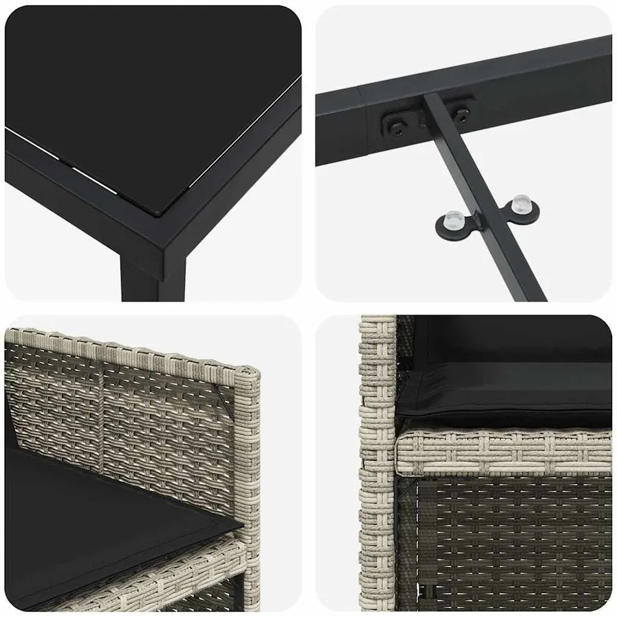 Ensemble de salle à manger pour jardin 9 pcs Gris clair - 9