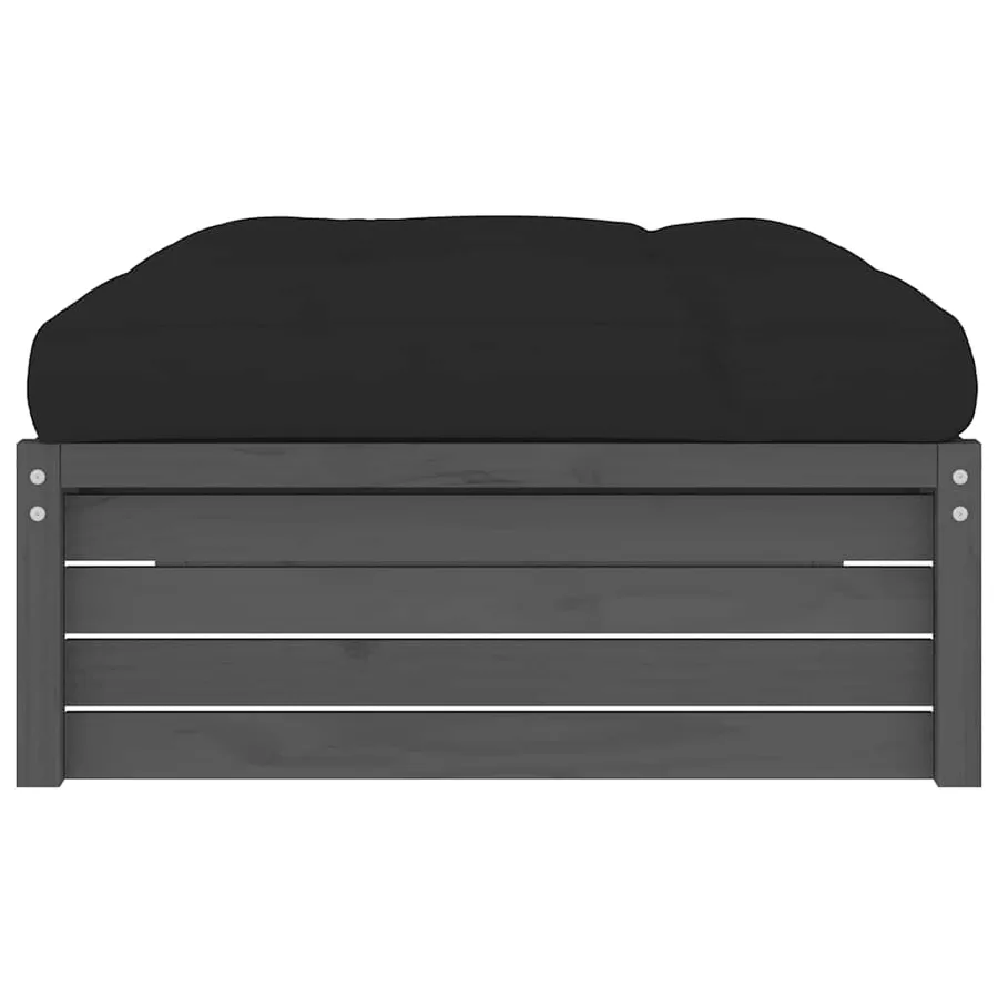 Repose-pied de jardin 120x80 cm gris bois de pin massif - 5