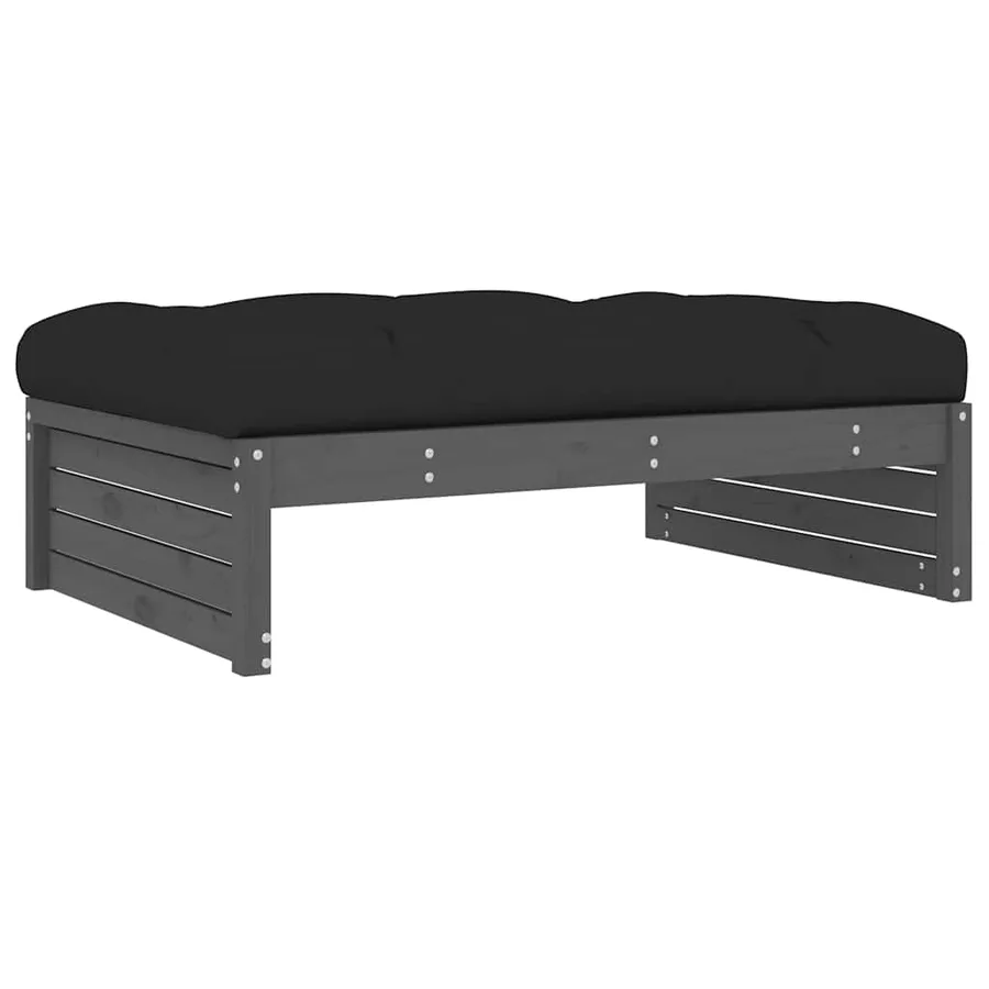 Repose-pied de jardin 120x80 cm gris bois de pin massif - 6