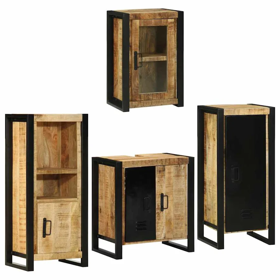Ensemble de mobilier de salle de bain avec étagère 4 pcs - 2