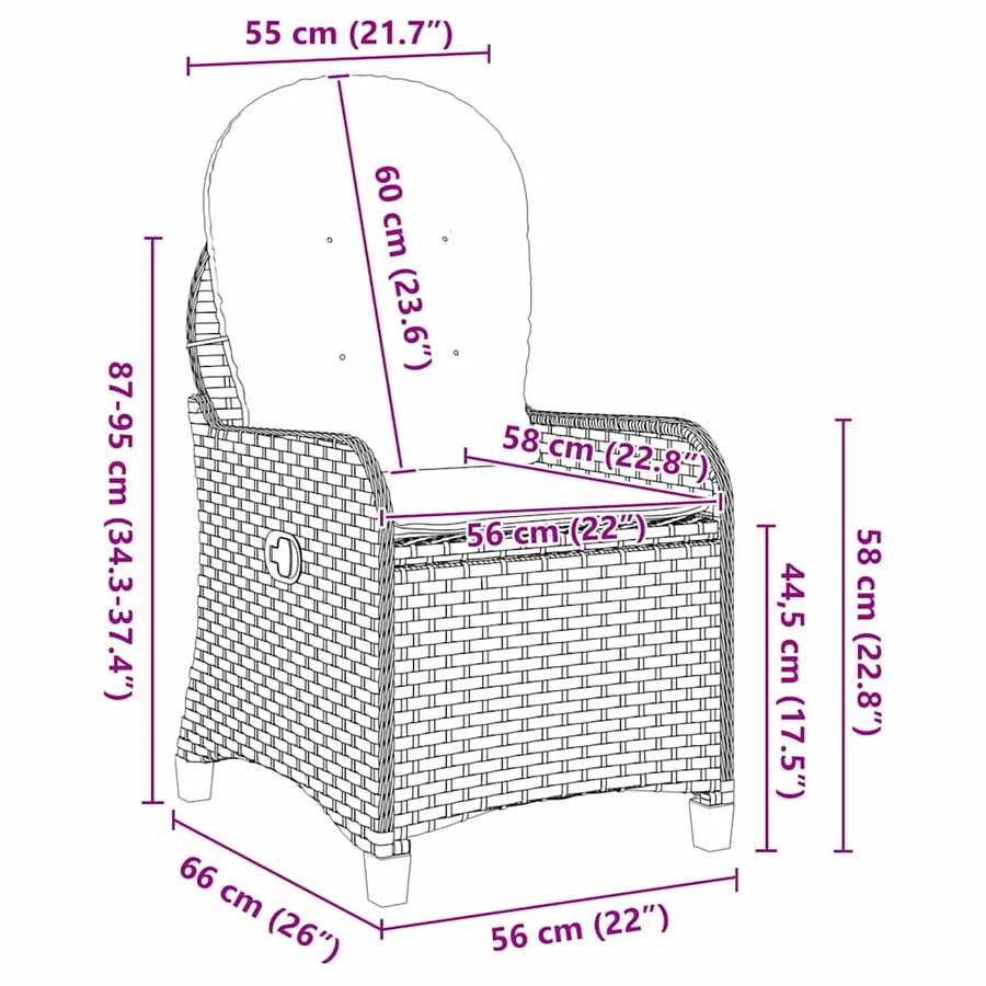 Fauteuil inclinable Beige 56 x 66 x 95 cm polyrotin - 11
