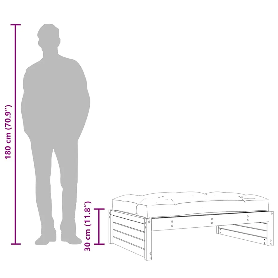 Repose-pied de jardin 120x80 cm bois de pin massif - 10