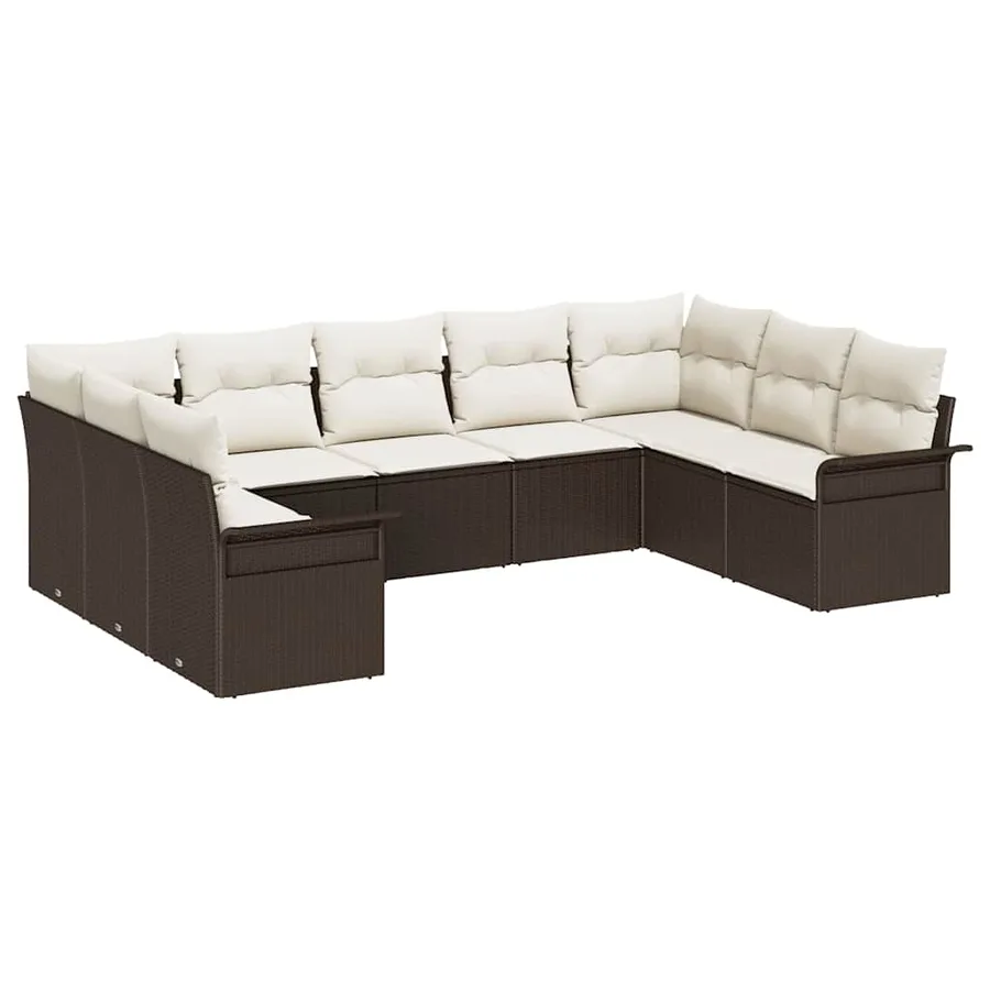 Ensemble de canapé de jardin avec coussin Marron polyrotin - 2