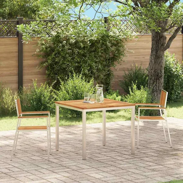 Chaise de jardin 2 pcs Bois d'acacia massif et acier inoxydable