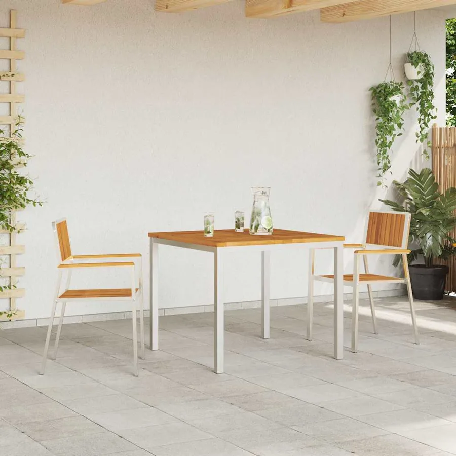 Chaise de jardin 2 pcs Bois d'acacia massif et acier inoxydable - 3