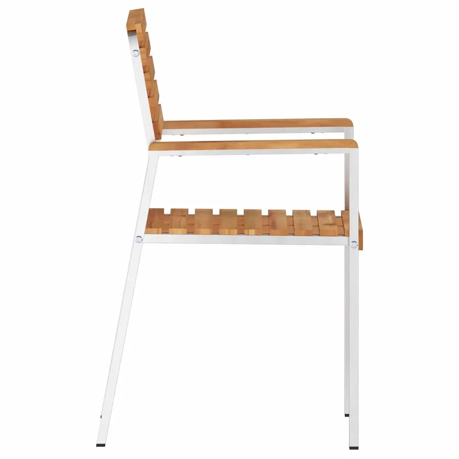 Chaise de jardin 8 pcs Bois de teck massif et acier inoxydable - 6