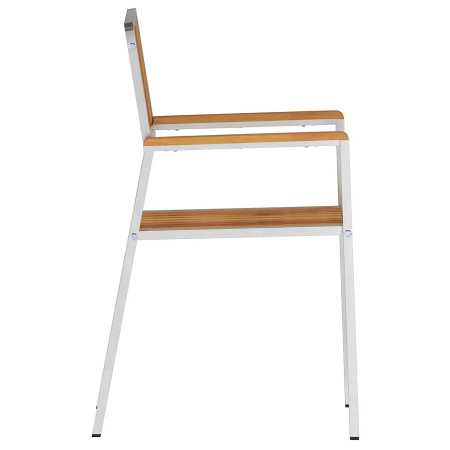 Chaise de jardin 8 pcs Bois d'acacia massif et acier inoxydable - 6