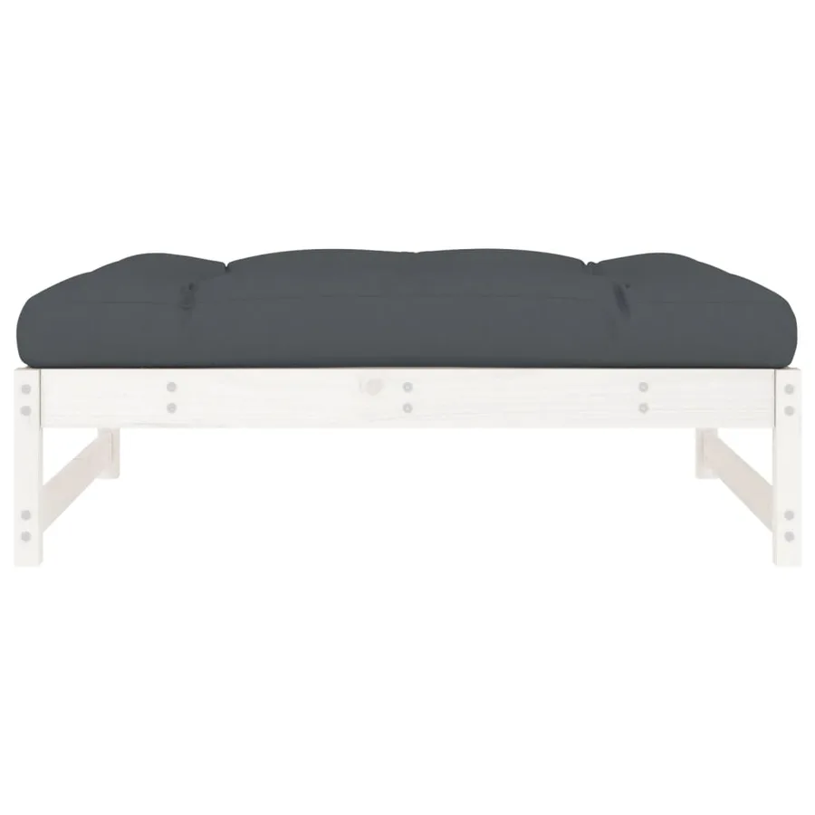 Repose-pied de jardin 120x80 cm blanc bois de pin massif - 4