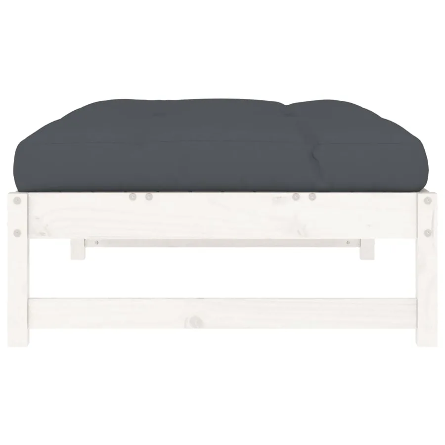 Repose-pied de jardin 120x80 cm blanc bois de pin massif - 5