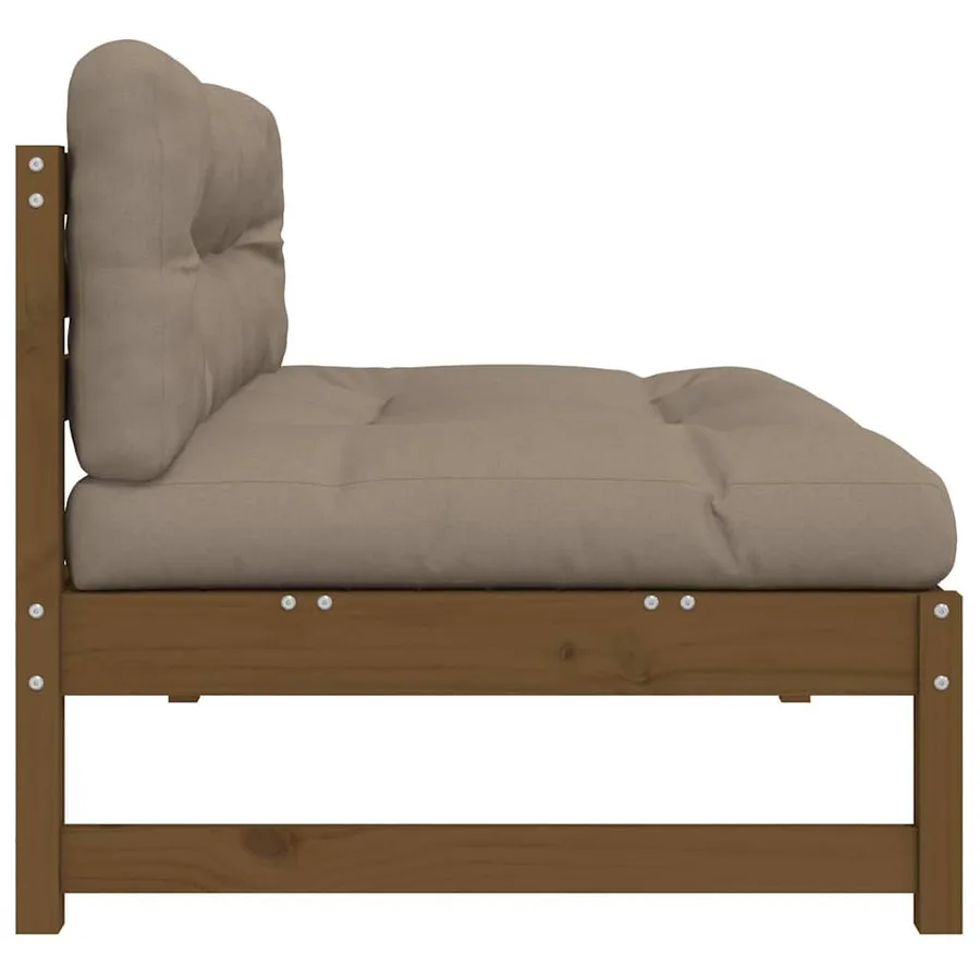 Canapé central 120x80 cm marron miel bois de pin massif - 5