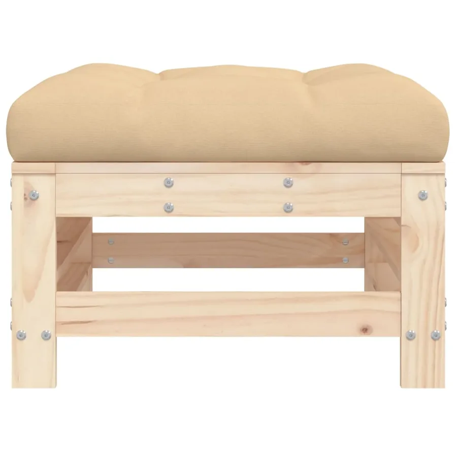 Repose-pieds de jardin avec coussins lot de 2 bois pin massif - 4