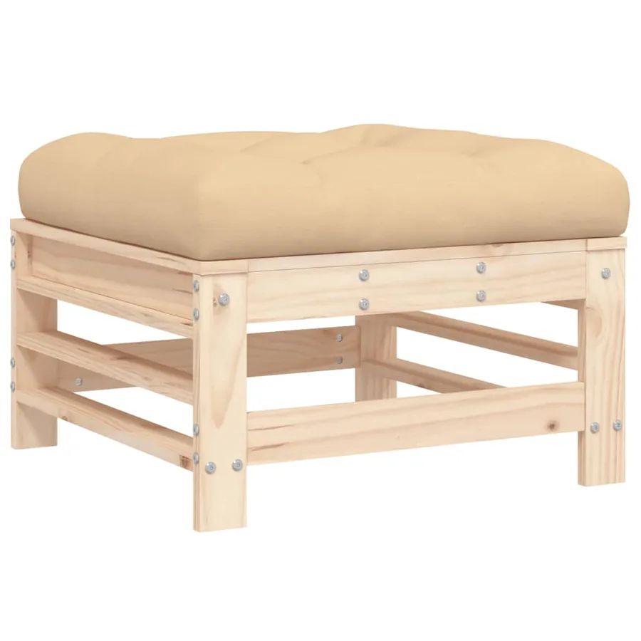 Repose-pieds de jardin avec coussins lot de 2 bois pin massif - 6