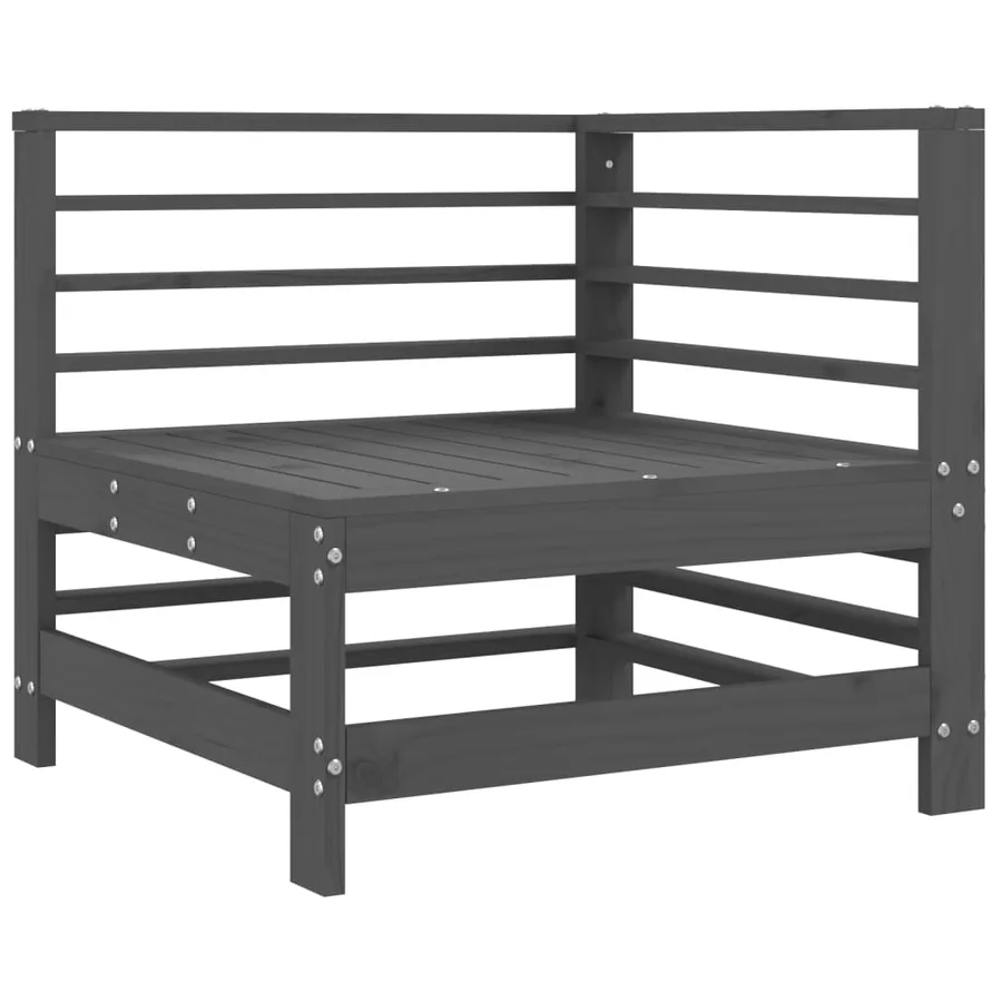 Canapé d'angle avec coussins gris bois de pin solide - 4