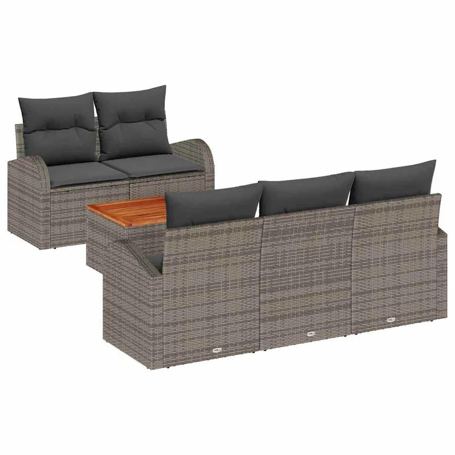 Ensemble de canapé de jardin avec stockage 6 pcs Gris polyrotin - 2