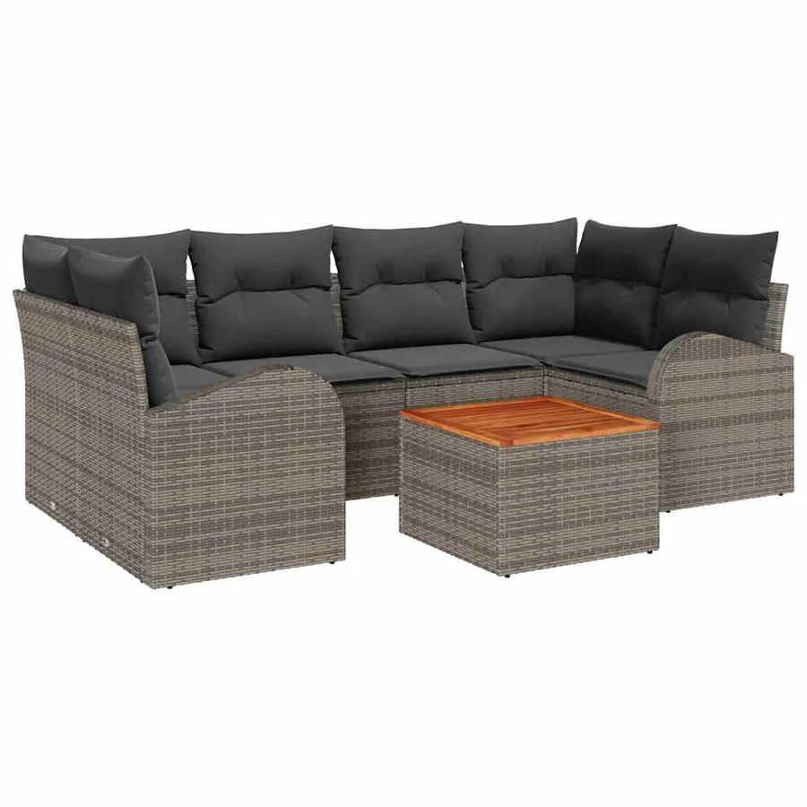 Ensemble de canapé de jardin avec stockage 7 pcs Gris polyrotin - 2