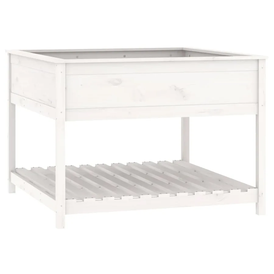 Jardinière et étagère Blanc 111,5x111,5x81cm Bois massif de pin - 2