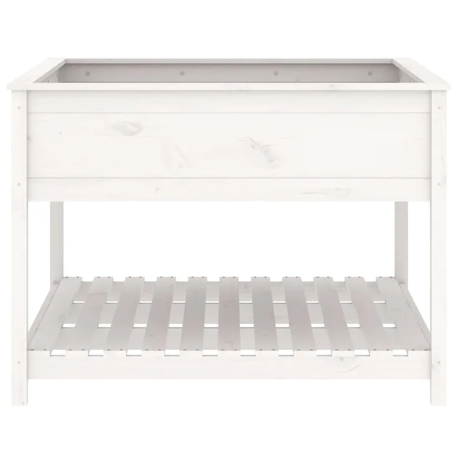 Jardinière et étagère Blanc 111,5x111,5x81cm Bois massif de pin - 5