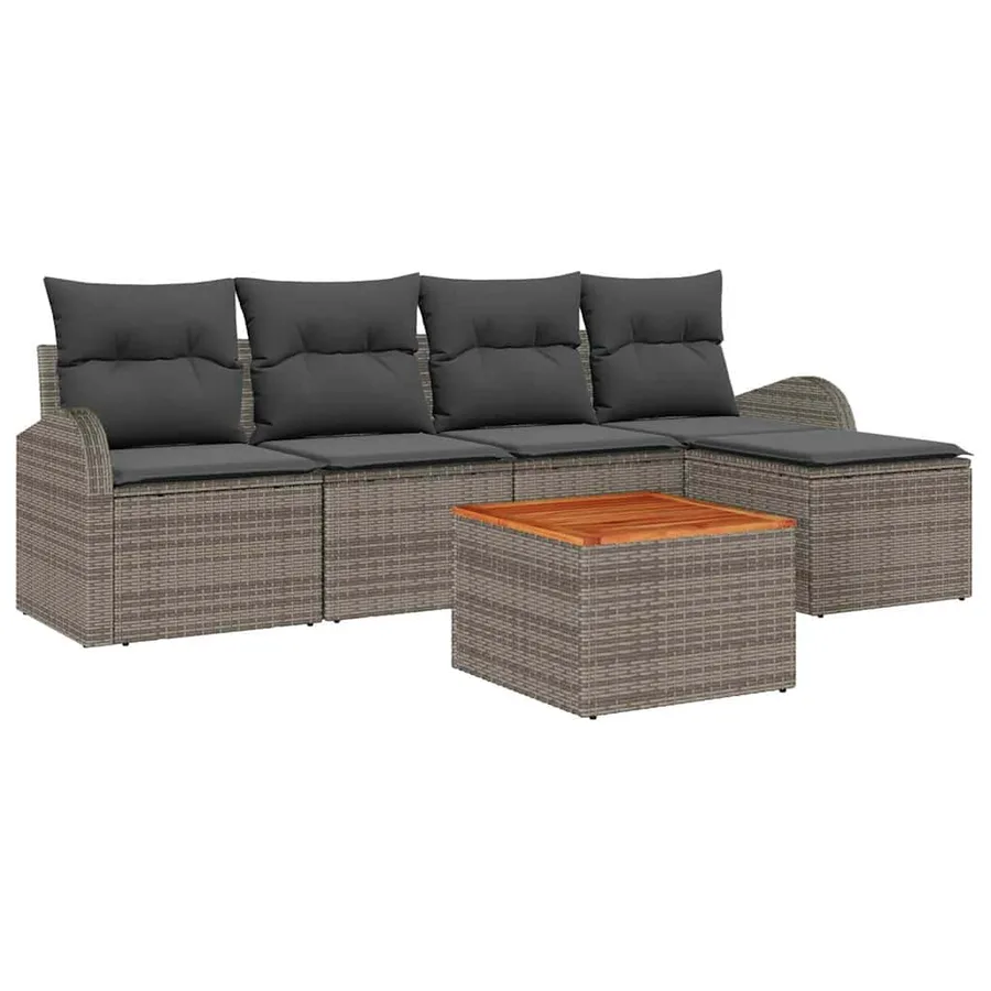 Ensemble de canapé de jardin avec stockage 6 pcs Gris polyrotin - 2