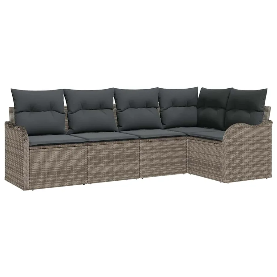 Ensemble de canapé de jardin avec stockage 5 pcs Gris polyrotin - 2
