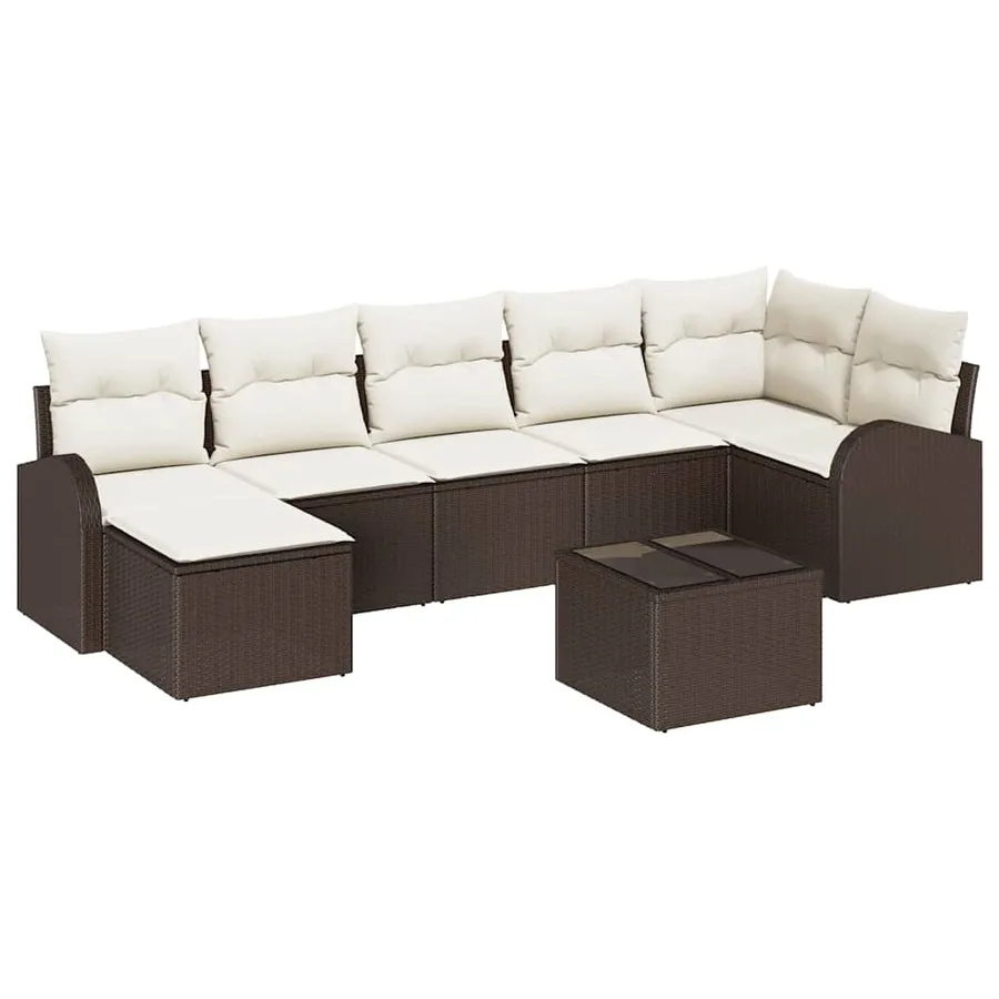 Ensemble de canapé de jardin 8 pcs Marron Poly rotin - 2