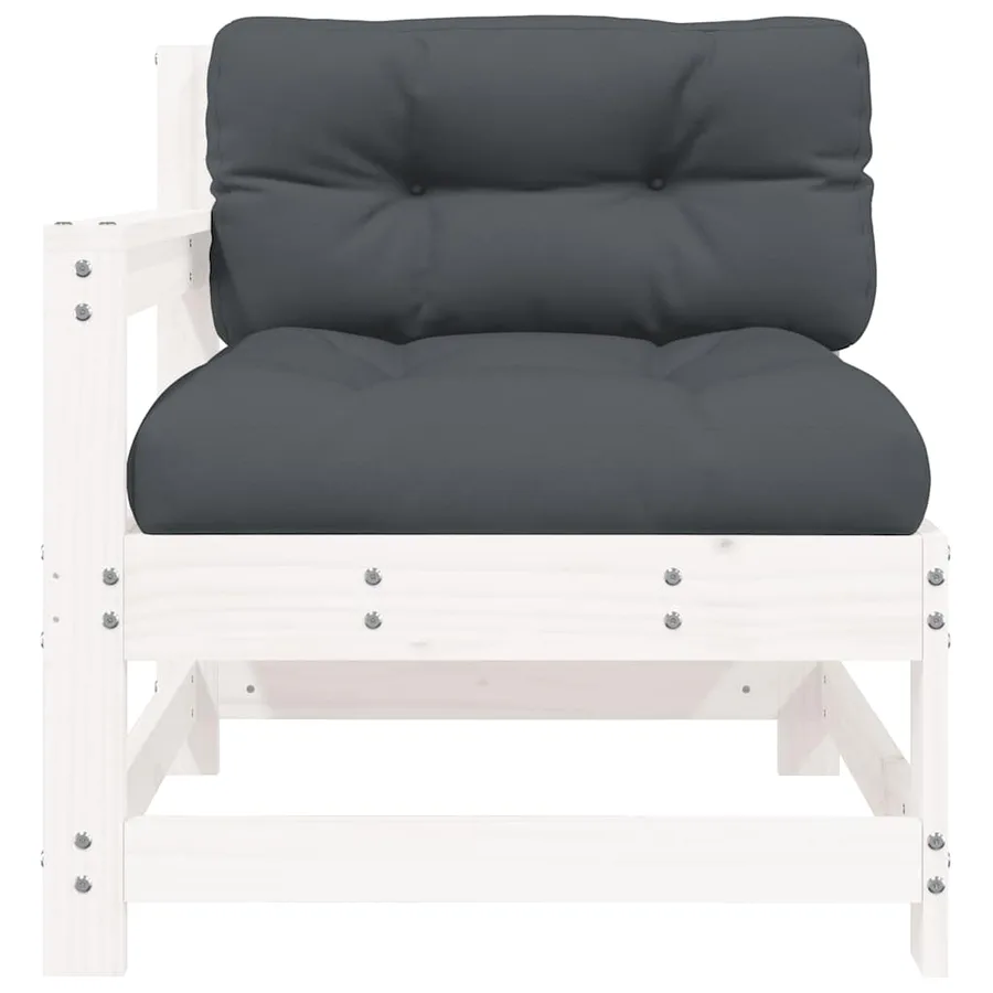 Chaise de jardin avec coussins blanc bois de pin massif - 3