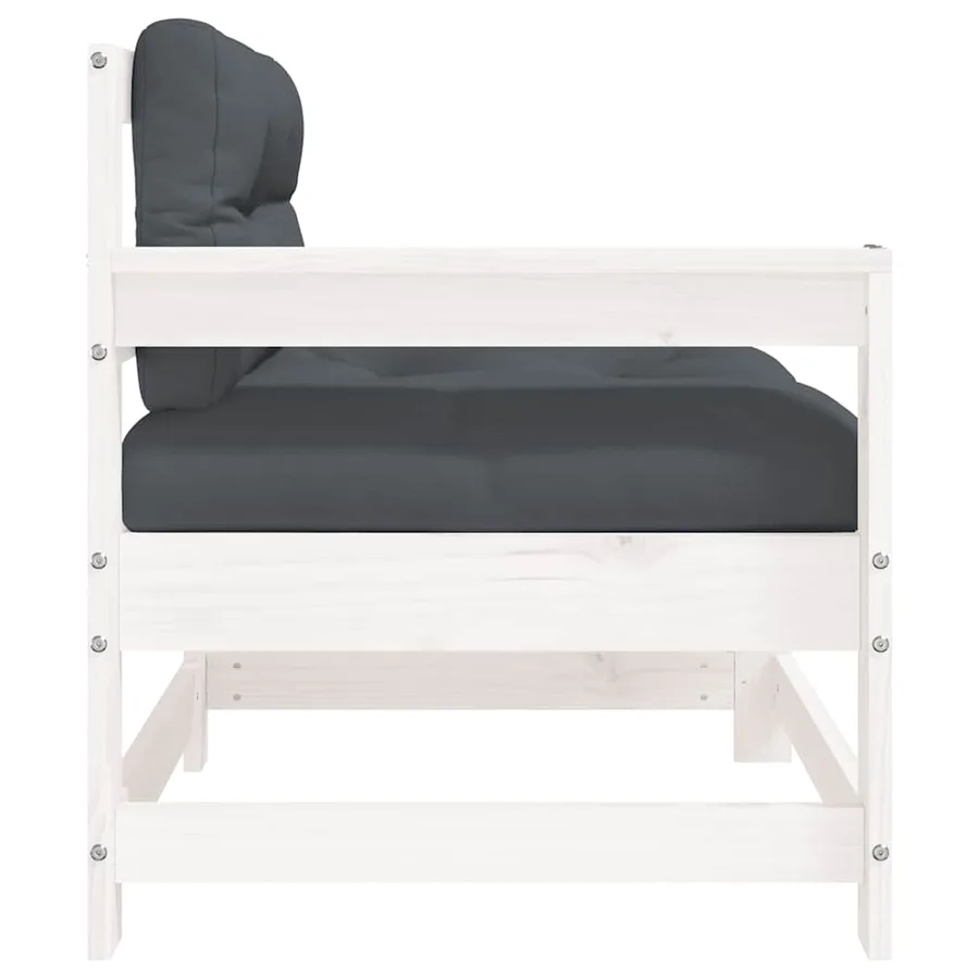 Chaise de jardin avec coussins blanc bois de pin massif - 6