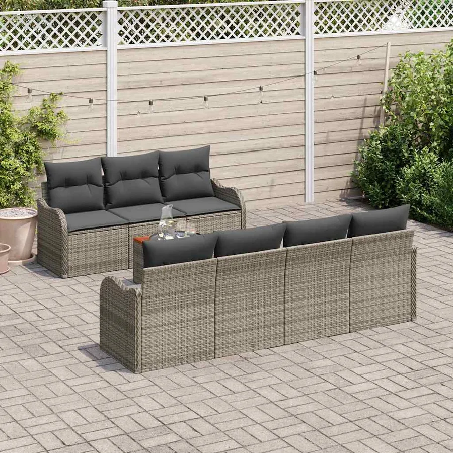 Ensemble de canapé de jardin avec stockage 8 pcs Gris polyrotin - 3